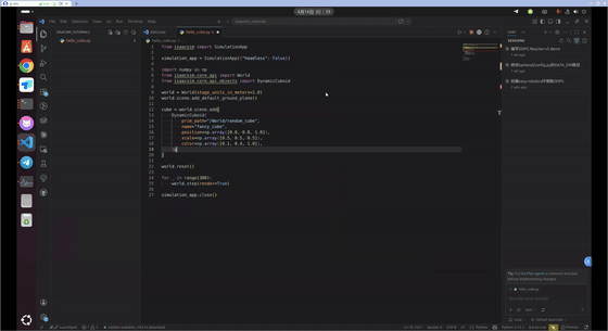 Isaac Sim 立方体下落演示动图